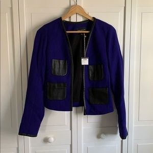 Club Monaco Leather Trimmed Blazer